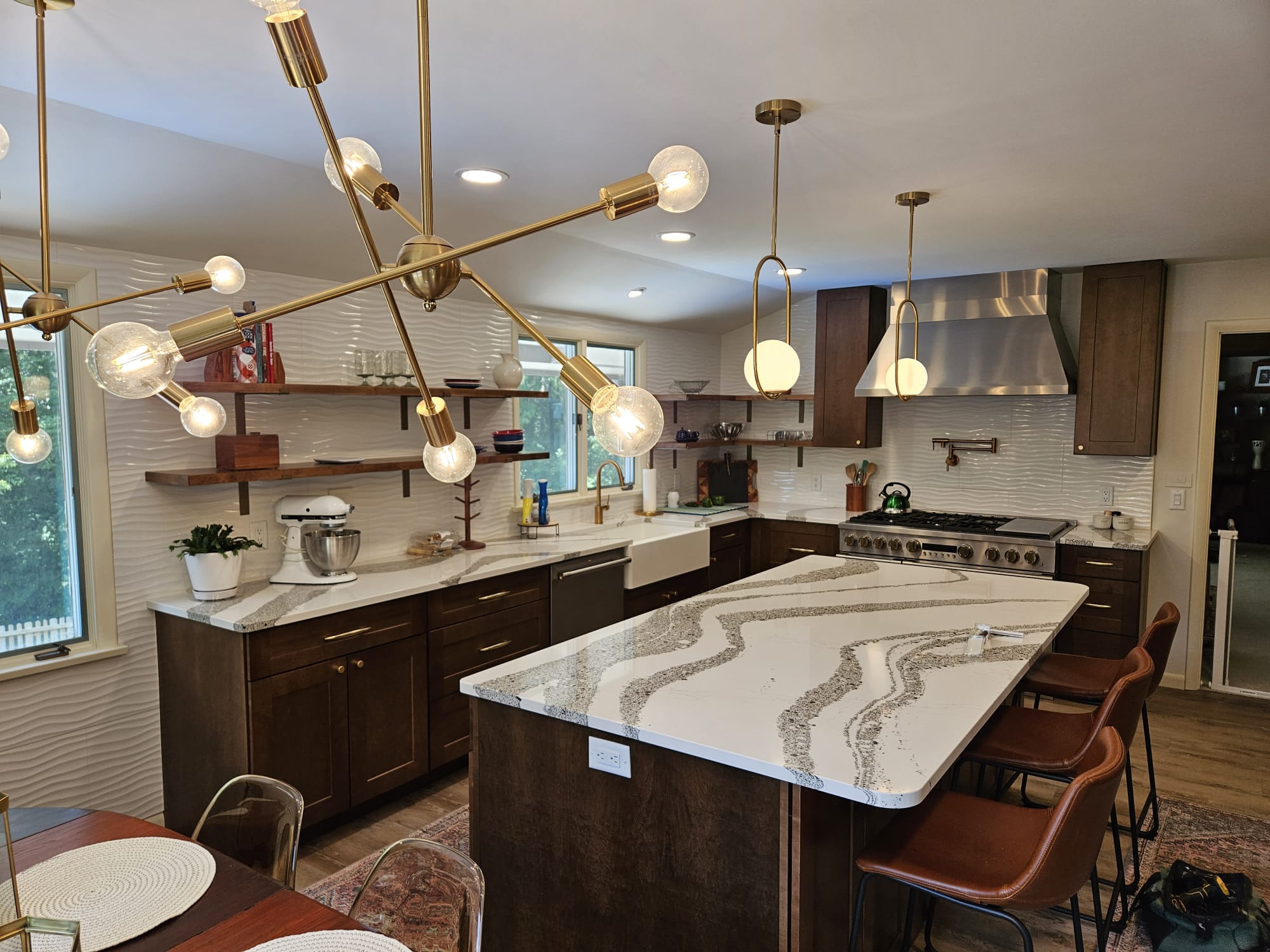 Walnut & quartz chef's kitchen — Kincaid Residence