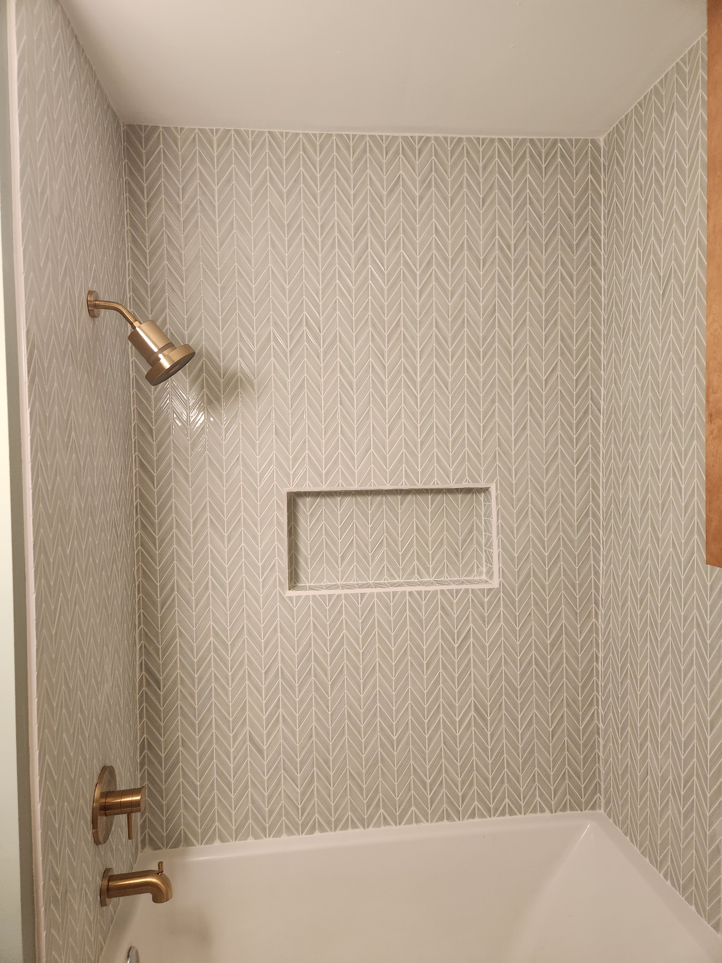 Chevron tile tub surround — Rogers Bath